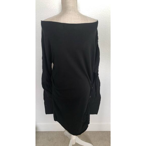 Caara Black Mixed Material Heidi Dress - M - Picture 5 of 5